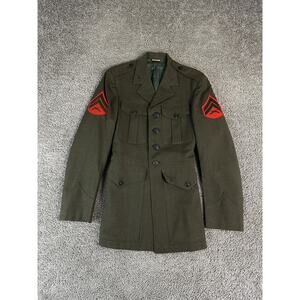 Vintage USMC Dress Green Jacket Mens 36L Marine Corps Sergeant Wool Belted 60s 7